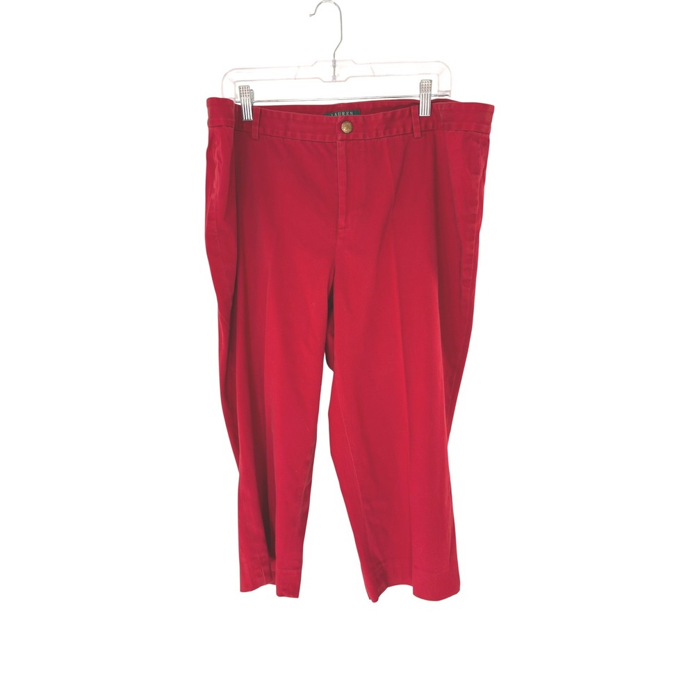 Lauren Ralph Lauren Pants Women's Red Basic Casual Classic Capri Size 18W